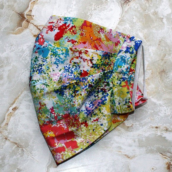 HAND CRAFTED Face Mask Paint Splatter Colorful Cotton - Adult - Pocket Style - Picture 4 of 14